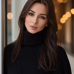 woman wearing turtle neck top and standing outside