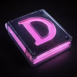 an illuminated pink letter that is in the shape of a block