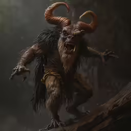 the demon demon is standing on a rock and arms up