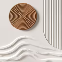 a brown circle with wavy waves in it