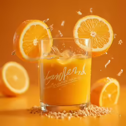 oranges, water and sun in the middle of a glass