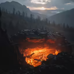 a fire pit filled with lots of hot coal