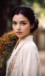 an artistic image of a young woman standing