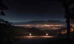 an image of a beautiful scene at night with lights on