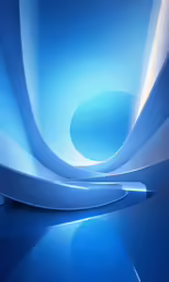 the wall paper is blue and has a curved curve