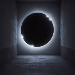 a black circle is lit in the dark