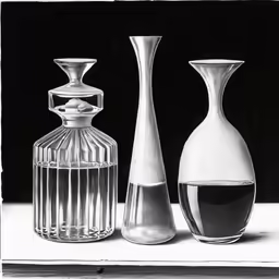 three different vases on a table next to each other