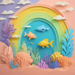 the goldfish and other sea creatures have been made from paper