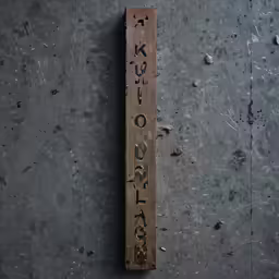 a block of wood that says good and is on a floor