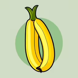 a pair of yellow bananas, one yellow and the other green