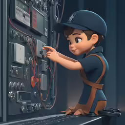 a character that is standing next to some wires