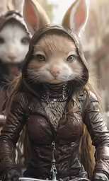 two animal like figures with leather clothing on
