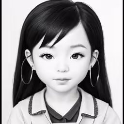 black and white portrait of a young girl