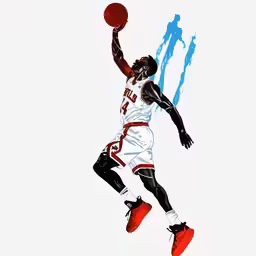 a painting of a person on the basketball