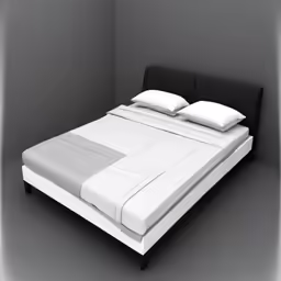 this bed has two pillow cases on the headboard