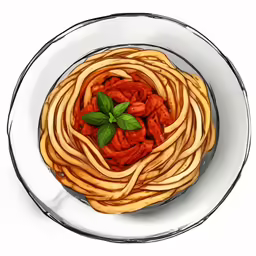 a plate with some pasta in it on top of a white plate