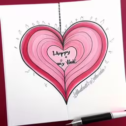 a heart - shaped paper cutout with a happy new york message attached to it,a happy valentine