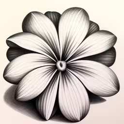 this is an image of a flower penciled,a drawing of a flower with three petals in the center