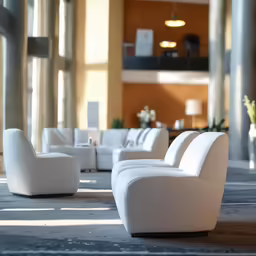a bunch of couches on some gray tiles