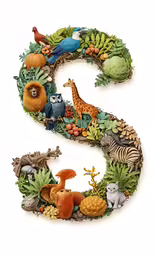 a number with an animal and plants on it