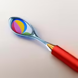 a pair of scissors has the same colored stick in them