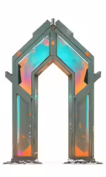 two open doors with sky background