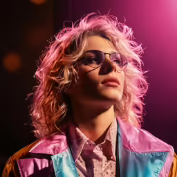 a close up of a person with long hair and sunglasses
