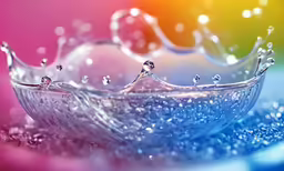 water droplets and bubbles float in a bowl