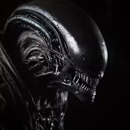 a woman in a black shirt and head full of aliens