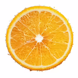 an orange sliced into pieces in half