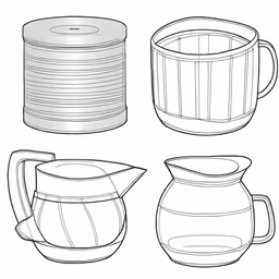 coffee cups with a pitcher on each one