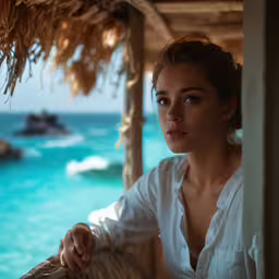 a beautiful young woman looking away from the camera