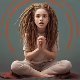 a beautiful young woman with dreadlocks sitting in a pose