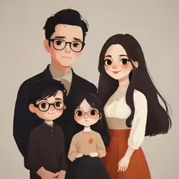 a family with three children is shown