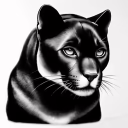 a black and white painting of a cat