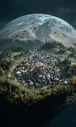 there is a bird eye view of an aerial area