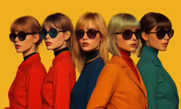 four women wearing sun glasses and the sun shining