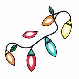 a drawing of a branch with holiday lights