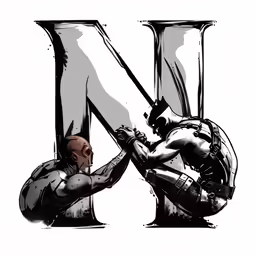the first image shows a drawing of two men holding up the letters k
