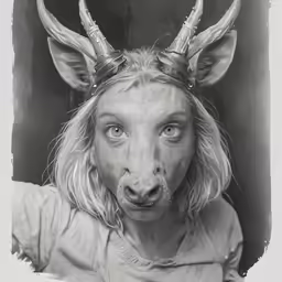 a girl with horns is making a face