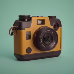 a camera on a green background