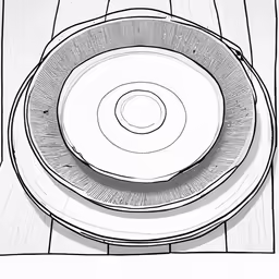 an artistic drawing of a bowl sitting on top of a table