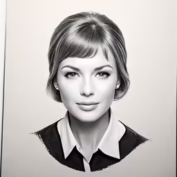 a woman is shown in black and white with her hair up
