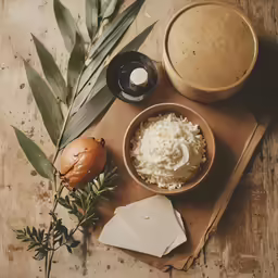 the small bowl is full of white cheese