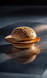 two sesame seeds on top of a burger