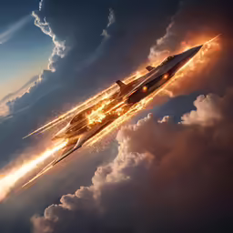a poster featuring a jet with a rocket rockets from above