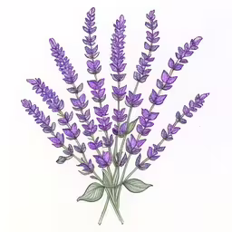 a drawing of a plant in watercolor,a bouquet of lavender is shown on white paper,this is a drawing of a plant with flowers,a drawing of a plant with lavender flowers,a purple flower with a green stem on a white background