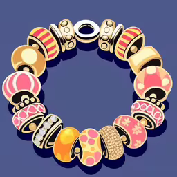 an illustration of a bracelet with beads and other jewelry