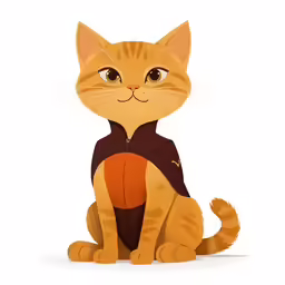 a cartoon orange cat with big eyes sitting on the ground