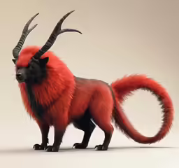 the strange animal is red and black in color